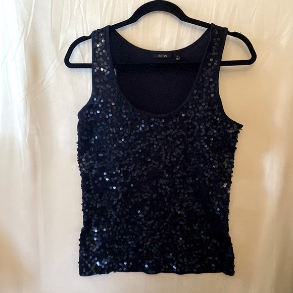 Apt. 9 Tops - Women’s Apt 9 navy sequin tank sz XL